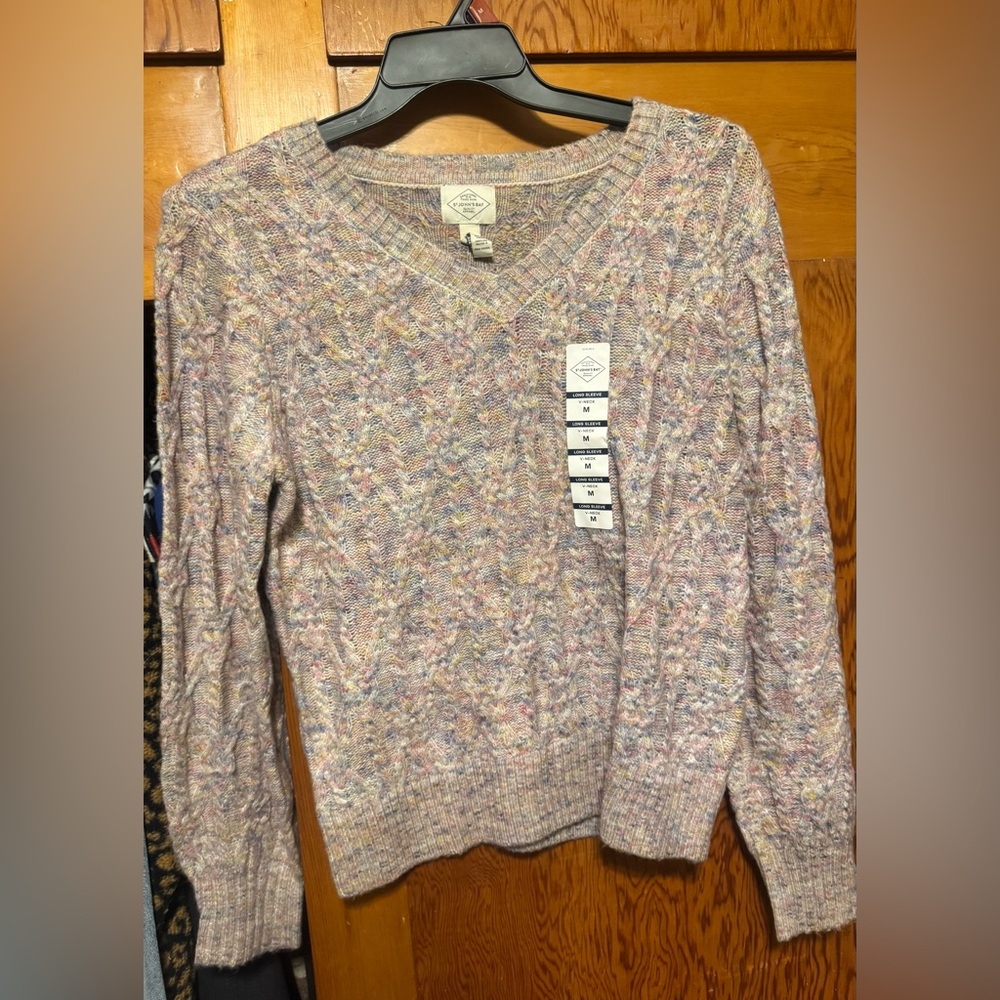 Avenue Pastel Multicolor Cable V-Neck Sweater